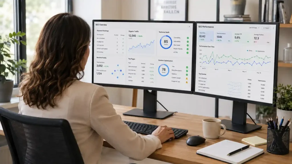 consultora seo analizando metricas