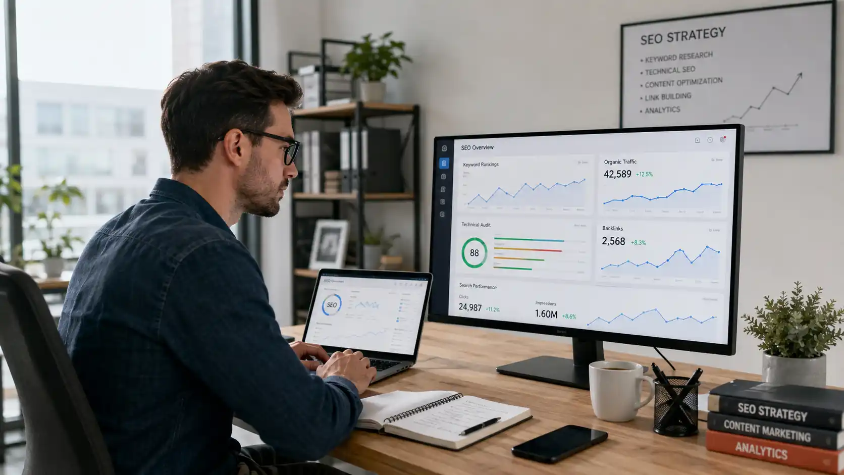 consultor seo trabajando para una agencia seo