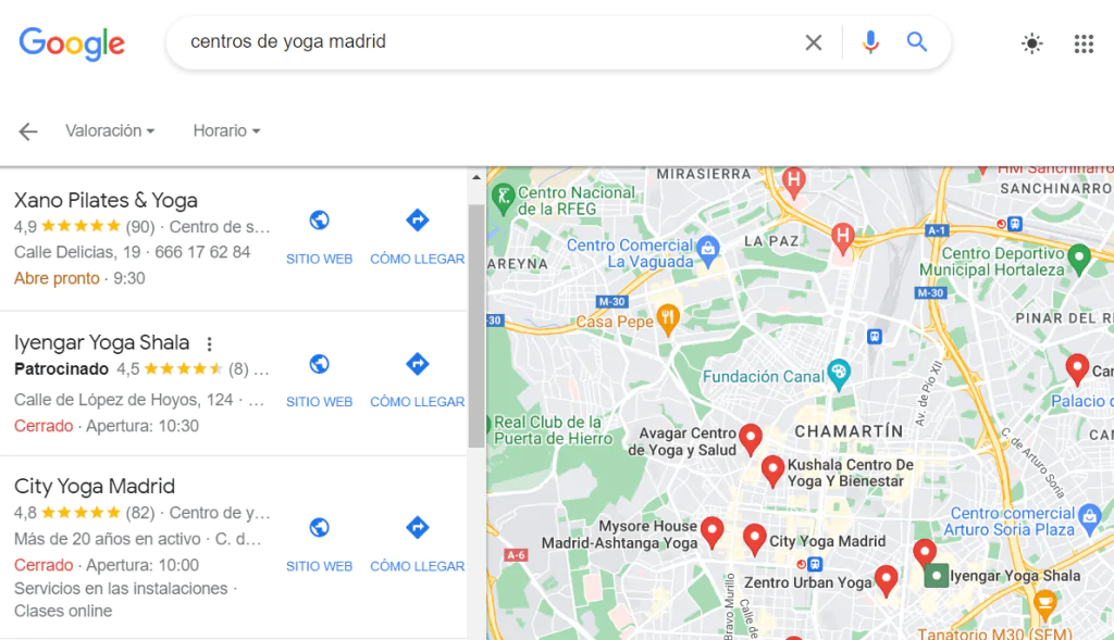 Ejemplo de una página indexada en Google que todavía no aparece para la búsqueda objetivo
